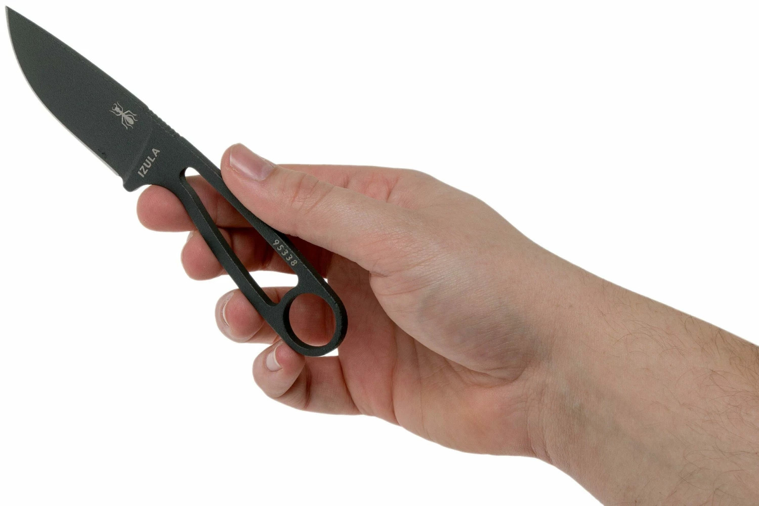 ESEE Izula Tactical Gunsmoke IZULA-TG-B Halsmesser Mit Schwarzer Scheide, Griffteilen Und Gürtelclip 5 ESEE Izula Tactical Gunsmoke IZULA-TG-B Halsmesser Mit Schwarzer Scheide, Griffteilen Und Gürtelclip – Bild 3