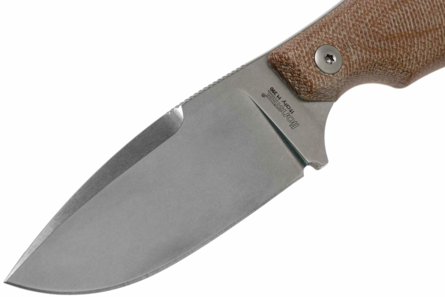 LionSteel H2 Drop Point CVN Natural Canvas Micarta Feststehendes Messer, Tommaso Rumici Design 5 LionSteel H2 Drop Point CVN Natural Canvas Micarta Feststehendes Messer, Tommaso Rumici Design – Bild 3