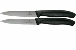 Victorinox SwissClassic Gemüsemesser Mit Wellenschliff/glatt Schwarz 10 Cm, 2er Set, VT6-7793-B