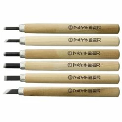 Yoshiharu KL-6 Maruichi Japanische Holzschnitzmesser, 6er Set Im Kunststoffkoffer