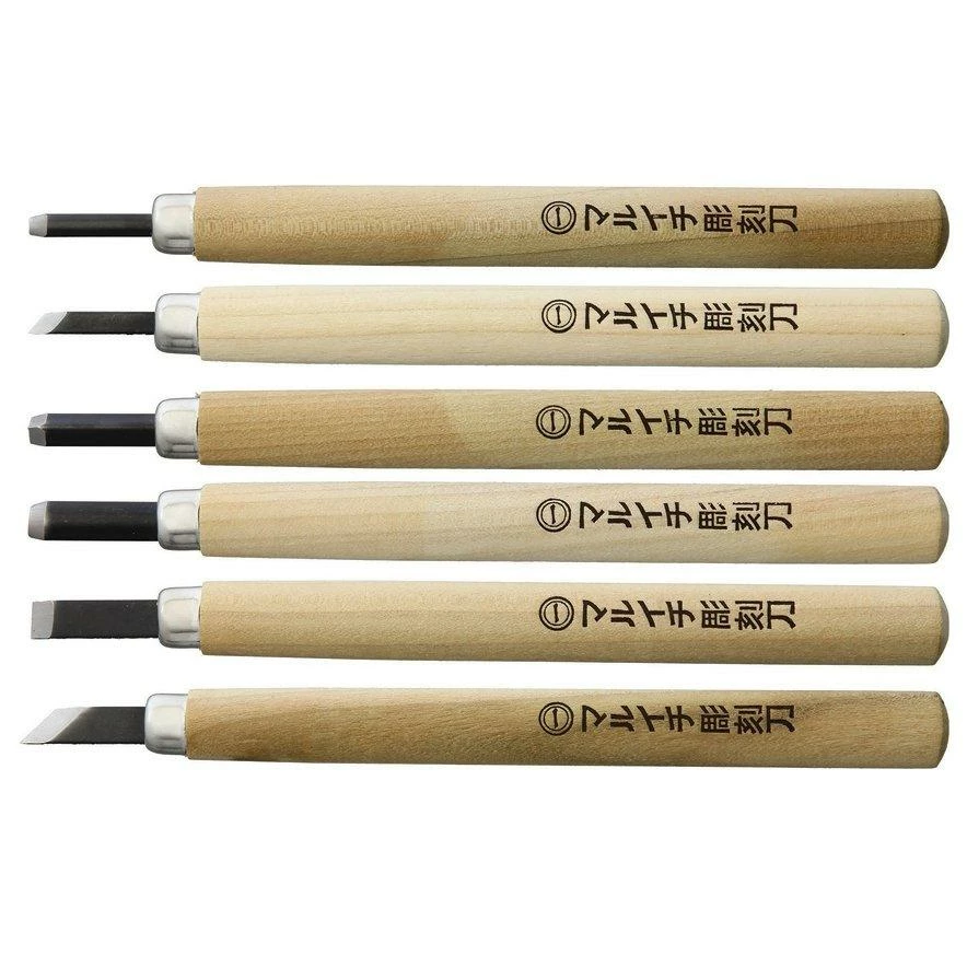 Yoshiharu KL-6 Maruichi Japanische Holzschnitzmesser, 6er Set Im Kunststoffkoffer 3 Yoshiharu KL-6 Maruichi Japanische Holzschnitzmesser, 6er Set Im Kunststoffkoffer